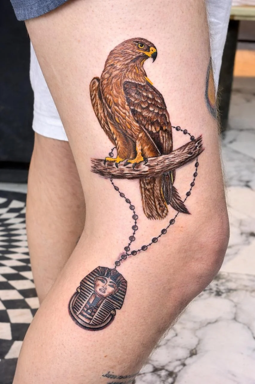 Adler und ägyptischer Anhänger – Tattoo-Foto vom Studio