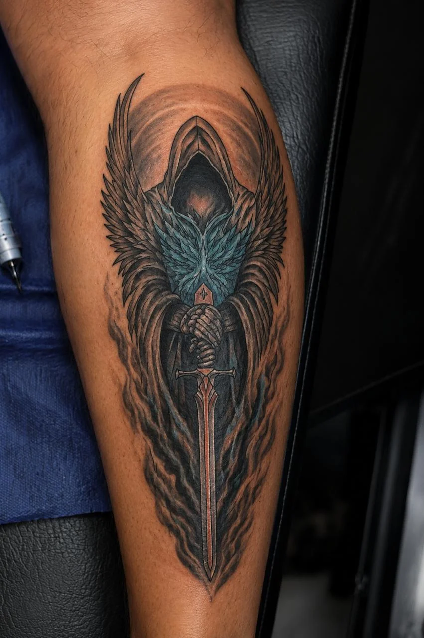 Flügel und Schwert – Tattoo-Foto vom Studio